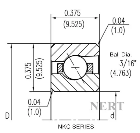 NKC(Φ9.525)等截面薄壁角接觸球軸承剖面